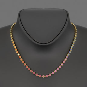 9.20 Carats Natural Rainbow Sapphire Necklace in 14K Gold - Evara Jewelry LLC