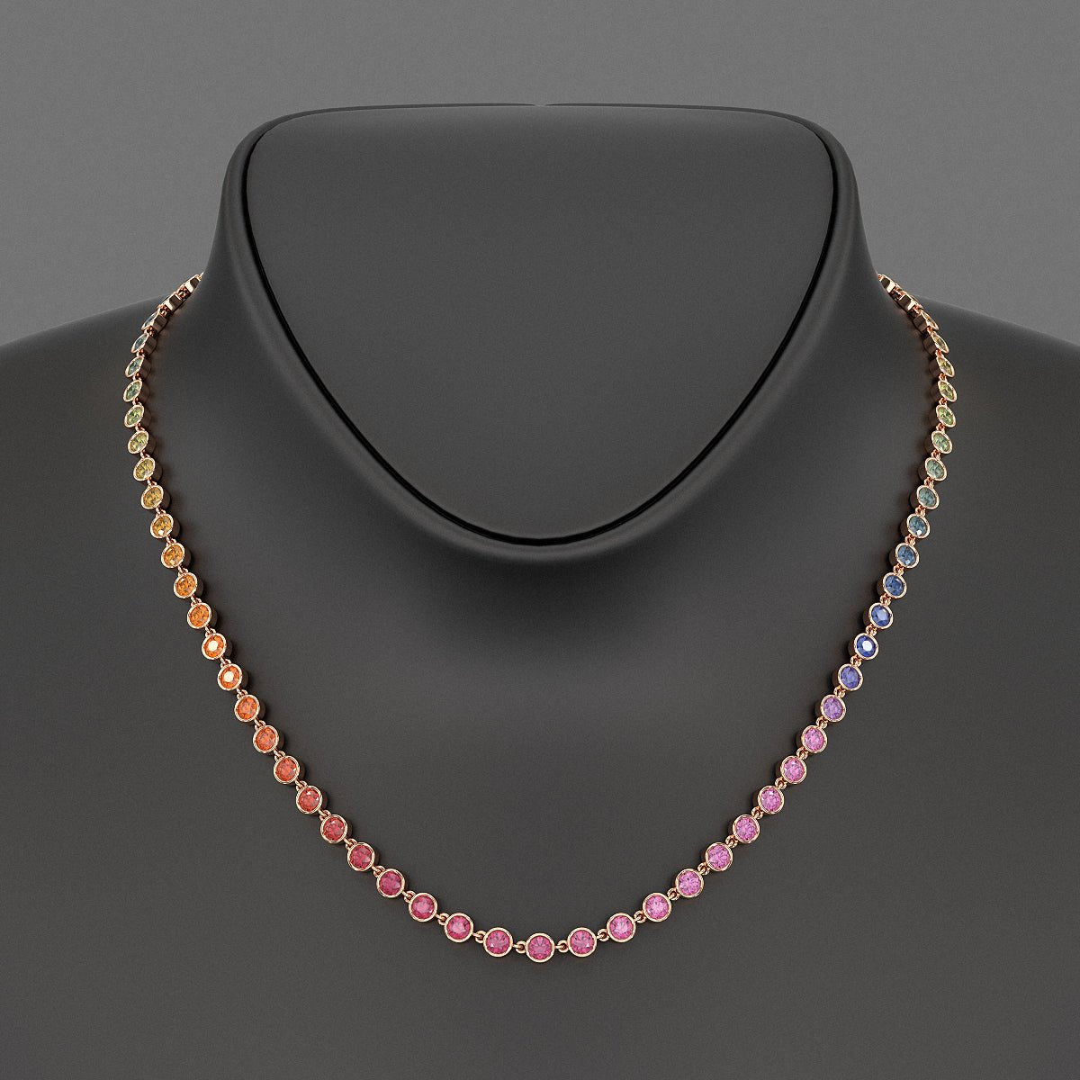 9.20 Carats Natural Rainbow Sapphire Necklace in 14K Gold - Evara Jewelry LLC