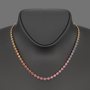 9.20 Carats Natural Rainbow Sapphire Necklace in 14K Gold - Evara Jewelry LLC