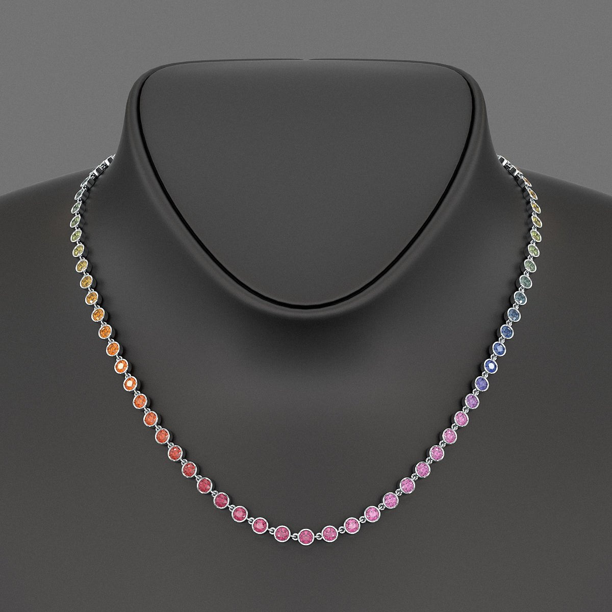 9.20 Carats Natural Rainbow Sapphire Necklace in 14K Gold - Evara Jewelry LLC