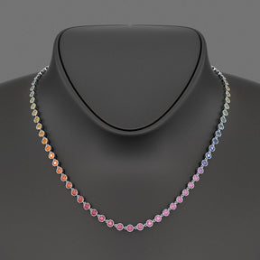 9.20 Carats Natural Rainbow Sapphire Necklace in 14K Gold - Evara Jewelry LLC