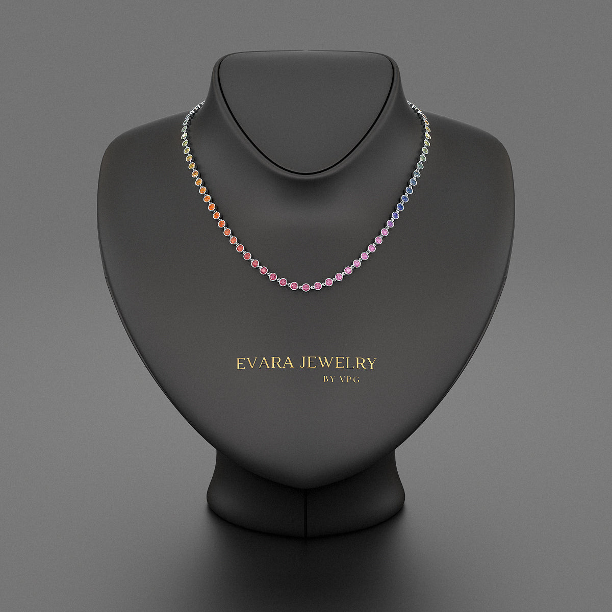 9.20 Carats Natural Rainbow Sapphire Necklace in 14K Gold - Evara Jewelry LLC