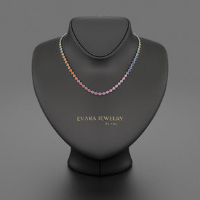 9.20 Carats Natural Rainbow Sapphire Necklace in 14K Gold - Evara Jewelry LLC