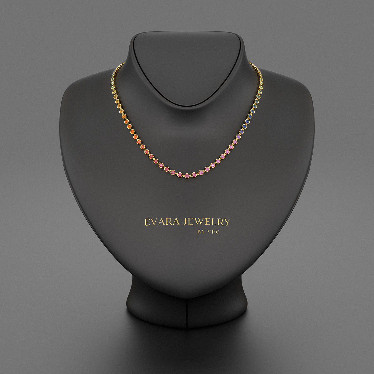 9.20 Carats Natural Rainbow Sapphire Necklace in 14K Gold - Evara Jewelry LLC