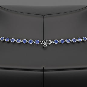 9.25 Carats Natural Blue Sapphire Choker Necklace in 18K White Gold - Evara Jewelry LLC