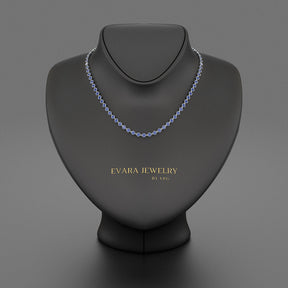 9.25 Carats Natural Blue Sapphire Choker Necklace in 18K White Gold - Evara Jewelry LLC