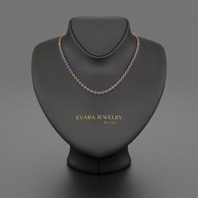 9.25 Carats Natural Blue Sapphire Choker Necklace in 18K White Gold - Evara Jewelry LLC