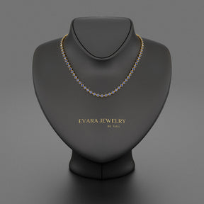 9.25 Carats Natural Blue Sapphire Choker Necklace in 18K White Gold - Evara Jewelry LLC