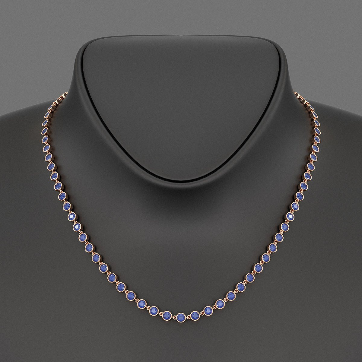 9.25 Carats Natural Blue Sapphire Choker Necklace in 18K White Gold - Evara Jewelry LLC