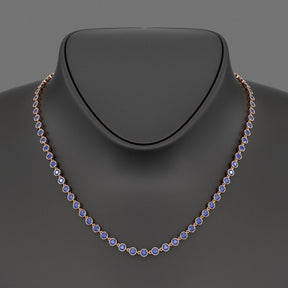 9.25 Carats Natural Blue Sapphire Choker Necklace in 18K White Gold - Evara Jewelry LLC