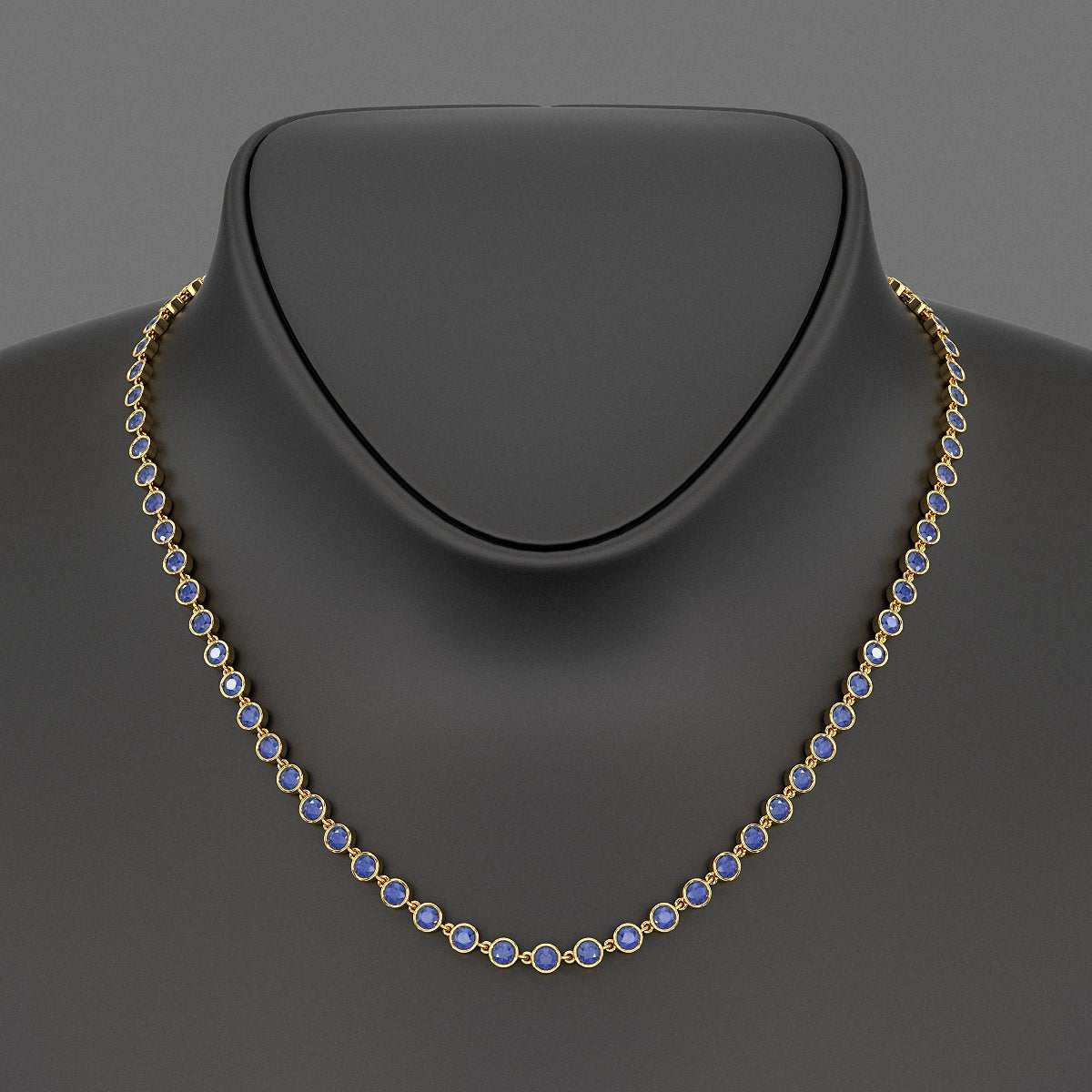 9.25 Carats Natural Blue Sapphire Choker Necklace in 18K White Gold - Evara Jewelry LLC