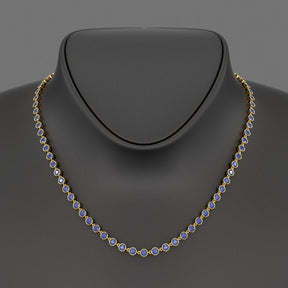 9.25 Carats Natural Blue Sapphire Choker Necklace in 18K White Gold - Evara Jewelry LLC