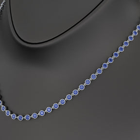 9.25 Carats Natural Blue Sapphire Choker Necklace in 18K White Gold - Evara Jewelry LLC