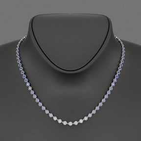 9.32 Carats Natural Ombre Blue Sapphire Choker Necklace in 18K White Gold - Evara Jewelry LLC