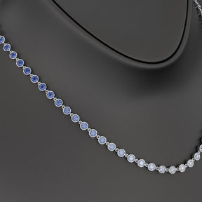 9.32 Carats Natural Ombre Blue Sapphire Choker Necklace in 18K White Gold - Evara Jewelry LLC
