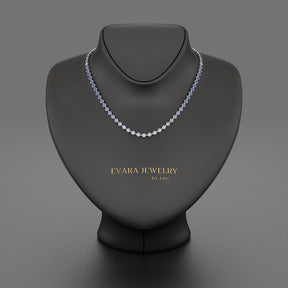 9.32 Carats Natural Ombre Blue Sapphire Choker Necklace in 18K White Gold - Evara Jewelry LLC