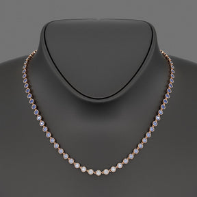 9.32 Carats Natural Ombre Blue Sapphire Choker Necklace in 18K White Gold - Evara Jewelry LLC