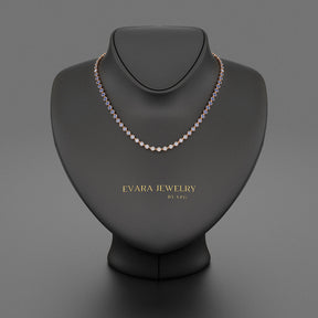 9.32 Carats Natural Ombre Blue Sapphire Choker Necklace in 18K White Gold - Evara Jewelry LLC