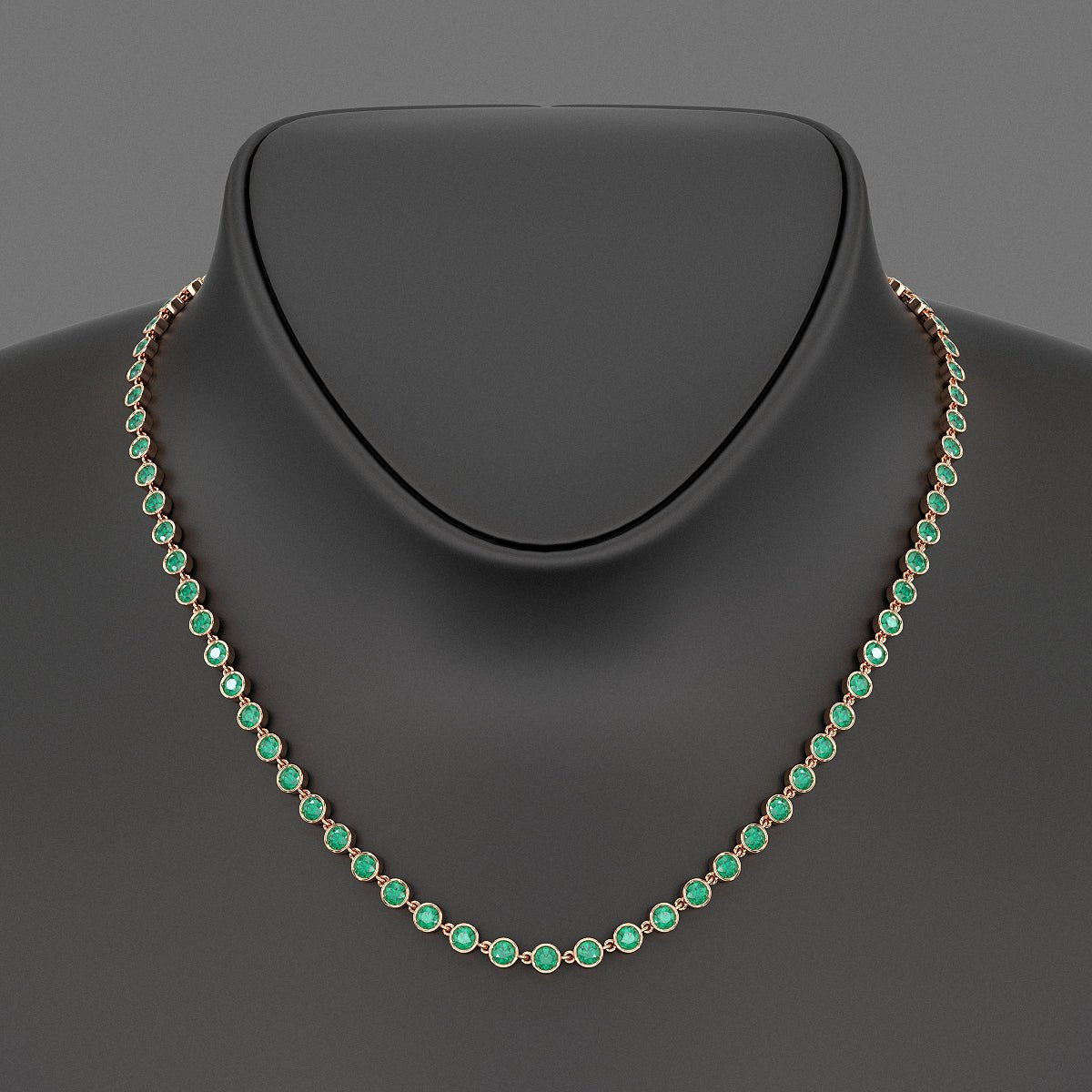 9.36 Carats Natural Emerald Choker Necklace in 14K Gold - Evara Jewelry LLC