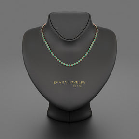 9.36 Carats Natural Emerald Choker Necklace in 14K Gold - Evara Jewelry LLC
