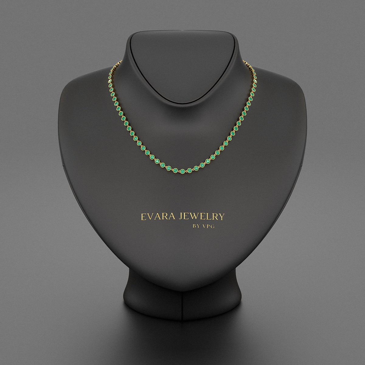 9.36 Carats Natural Emerald Choker Necklace in 14K Gold - Evara Jewelry LLC