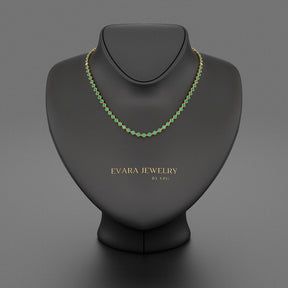 9.36 Carats Natural Emerald Choker Necklace in 14K Gold - Evara Jewelry LLC