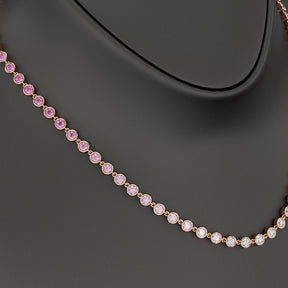9.38 Carats Ombre Natural Pink Sapphire Choker Necklace in 14K Rose Gold - Evara Jewelry LLC