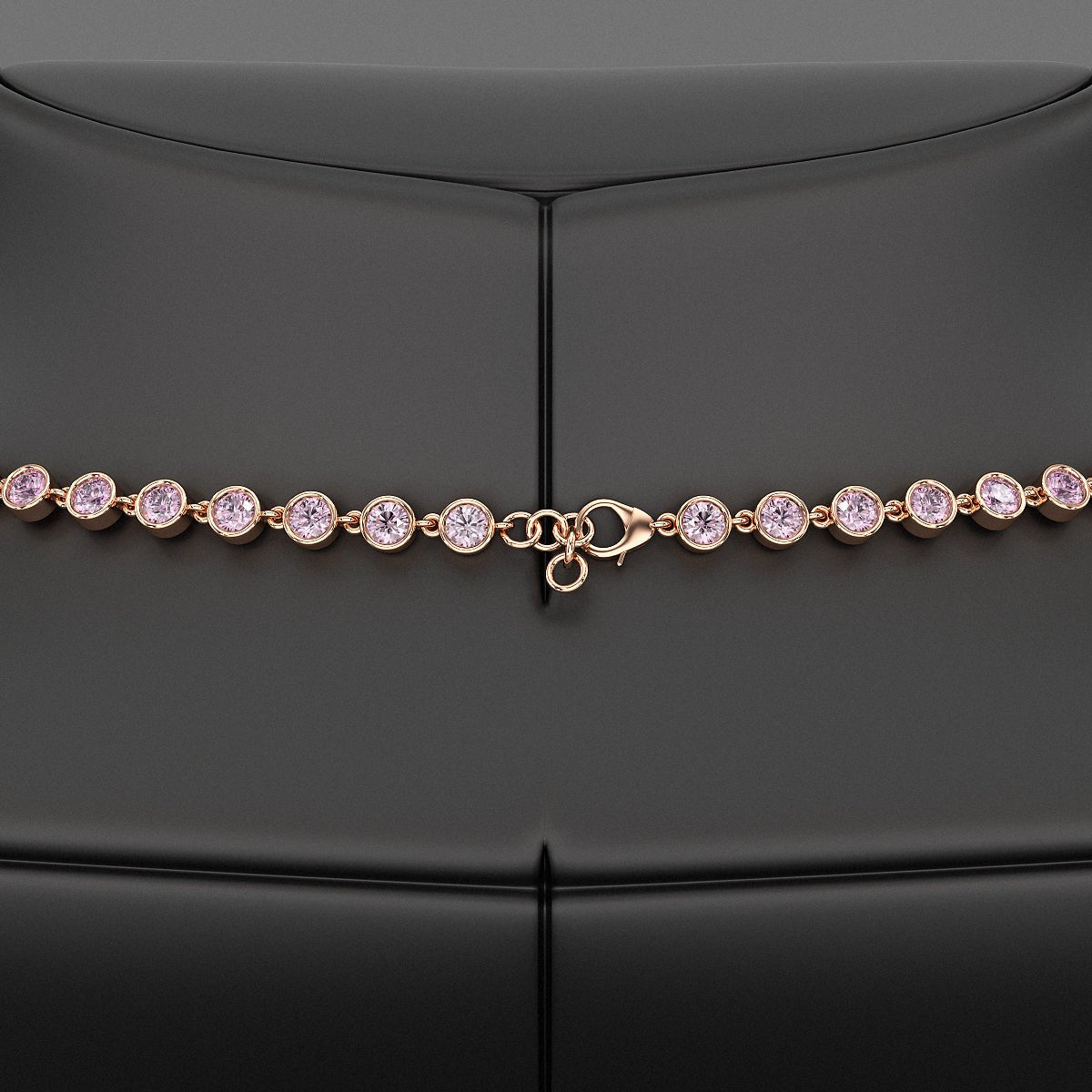 9.38 Carats Ombre Natural Pink Sapphire Choker Necklace in 14K Rose Gold - Evara Jewelry LLC