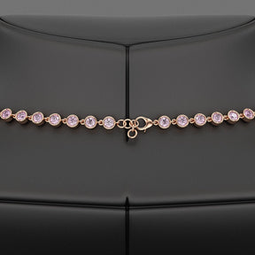 9.38 Carats Ombre Natural Pink Sapphire Choker Necklace in 14K Rose Gold - Evara Jewelry LLC