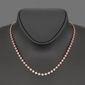 9.38 Carats Ombre Natural Pink Sapphire Choker Necklace in 14K Rose Gold - Evara Jewelry LLC
