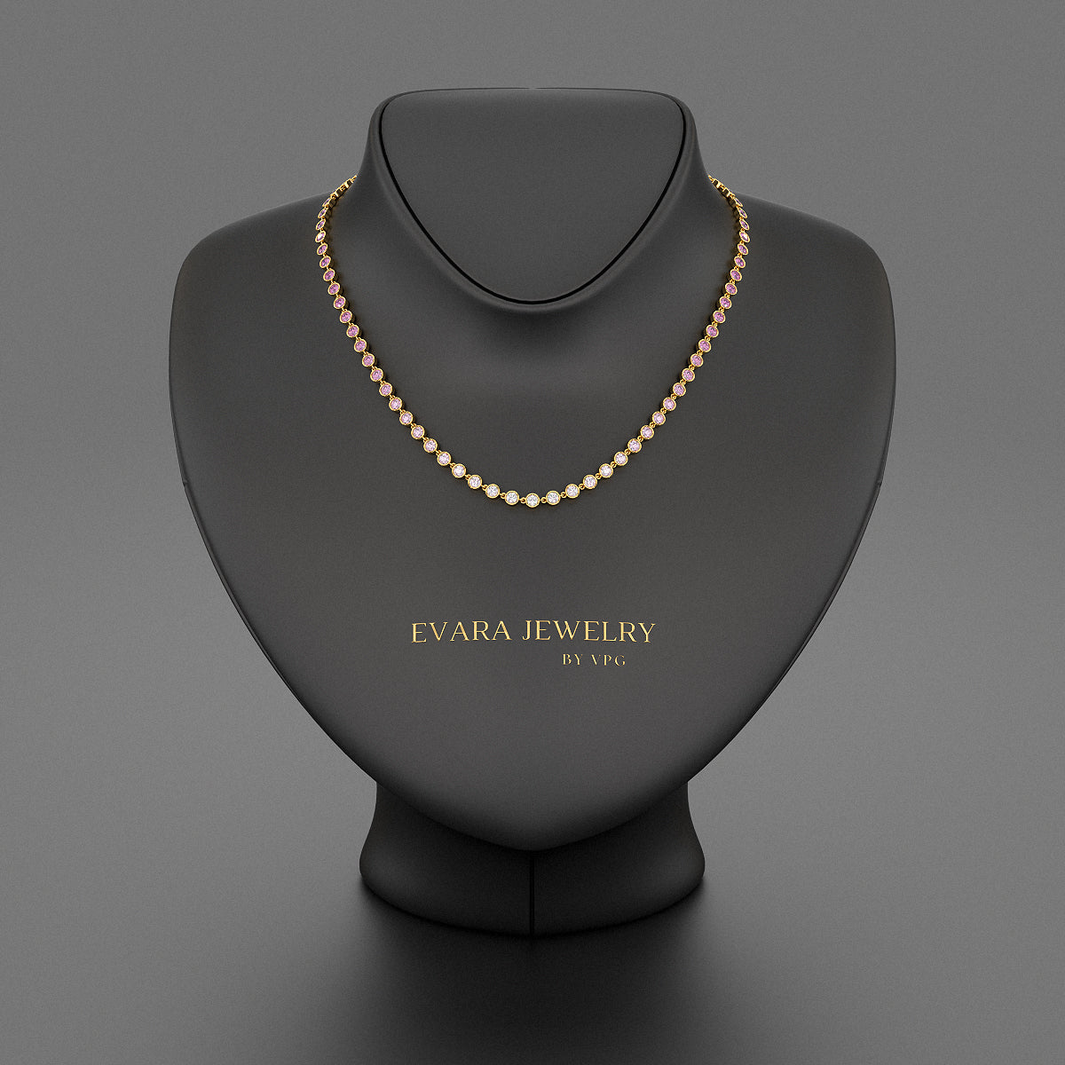 9.38 Carats Ombre Natural Pink Sapphire Choker Necklace in 14K Rose Gold - Evara Jewelry LLC