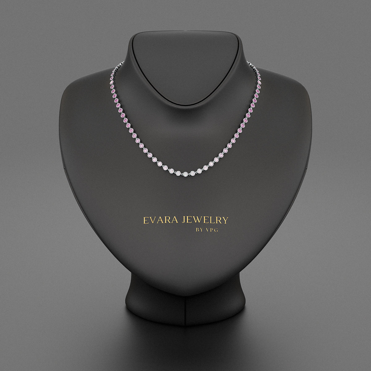 9.38 Carats Ombre Natural Pink Sapphire Choker Necklace in 14K Rose Gold - Evara Jewelry LLC