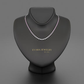 9.38 Carats Ombre Natural Pink Sapphire Choker Necklace in 14K Rose Gold - Evara Jewelry LLC