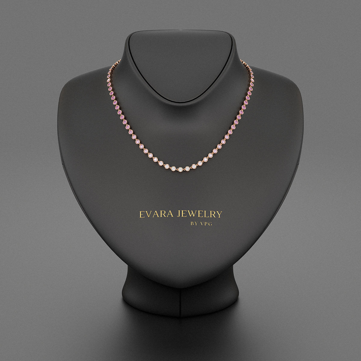 9.38 Carats Ombre Natural Pink Sapphire Choker Necklace in 14K Rose Gold - Evara Jewelry LLC