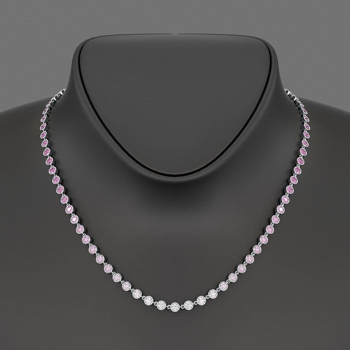 9.38 Carats Ombre Natural Pink Sapphire Choker Necklace in 14K Rose Gold - Evara Jewelry LLC