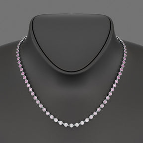 9.38 Carats Ombre Natural Pink Sapphire Choker Necklace in 14K Rose Gold - Evara Jewelry LLC