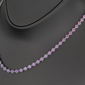 9.56 Carats Natural Pink Sapphire & Amethyst Custom Choker Necklace in 14K Gold - Evara Jewelry LLC