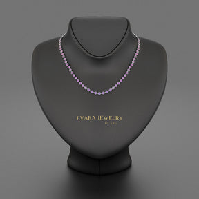 9.56 Carats Natural Pink Sapphire & Amethyst Custom Choker Necklace in 14K Gold - Evara Jewelry LLC