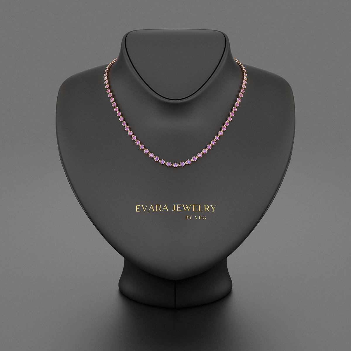 9.56 Carats Natural Pink Sapphire & Amethyst Custom Choker Necklace in 14K Gold - Evara Jewelry LLC