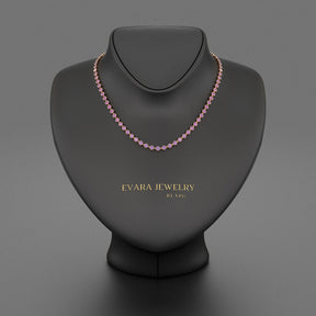 9.56 Carats Natural Pink Sapphire & Amethyst Custom Choker Necklace in 14K Gold - Evara Jewelry LLC