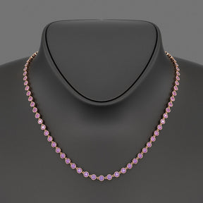 9.56 Carats Natural Pink Sapphire & Amethyst Custom Choker Necklace in 14K Gold - Evara Jewelry LLC