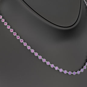 9.56 Carats Natural Pink Sapphire & Amethyst Custom Choker Necklace in 14K Gold - Evara Jewelry LLC