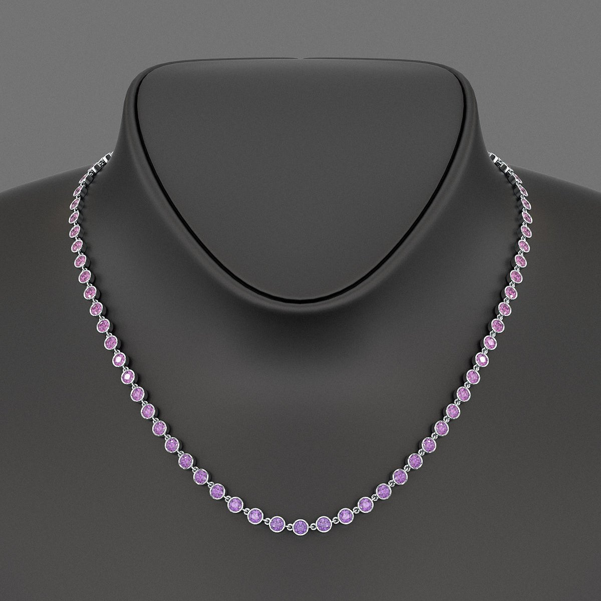 9.56 Carats Natural Pink Sapphire & Amethyst Custom Choker Necklace in 14K Gold - Evara Jewelry LLC