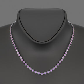 9.56 Carats Natural Pink Sapphire & Amethyst Custom Choker Necklace in 14K Gold - Evara Jewelry LLC