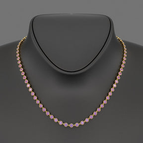 9.56 Carats Natural Pink Sapphire & Amethyst Custom Choker Necklace in 14K Gold - Evara Jewelry LLC