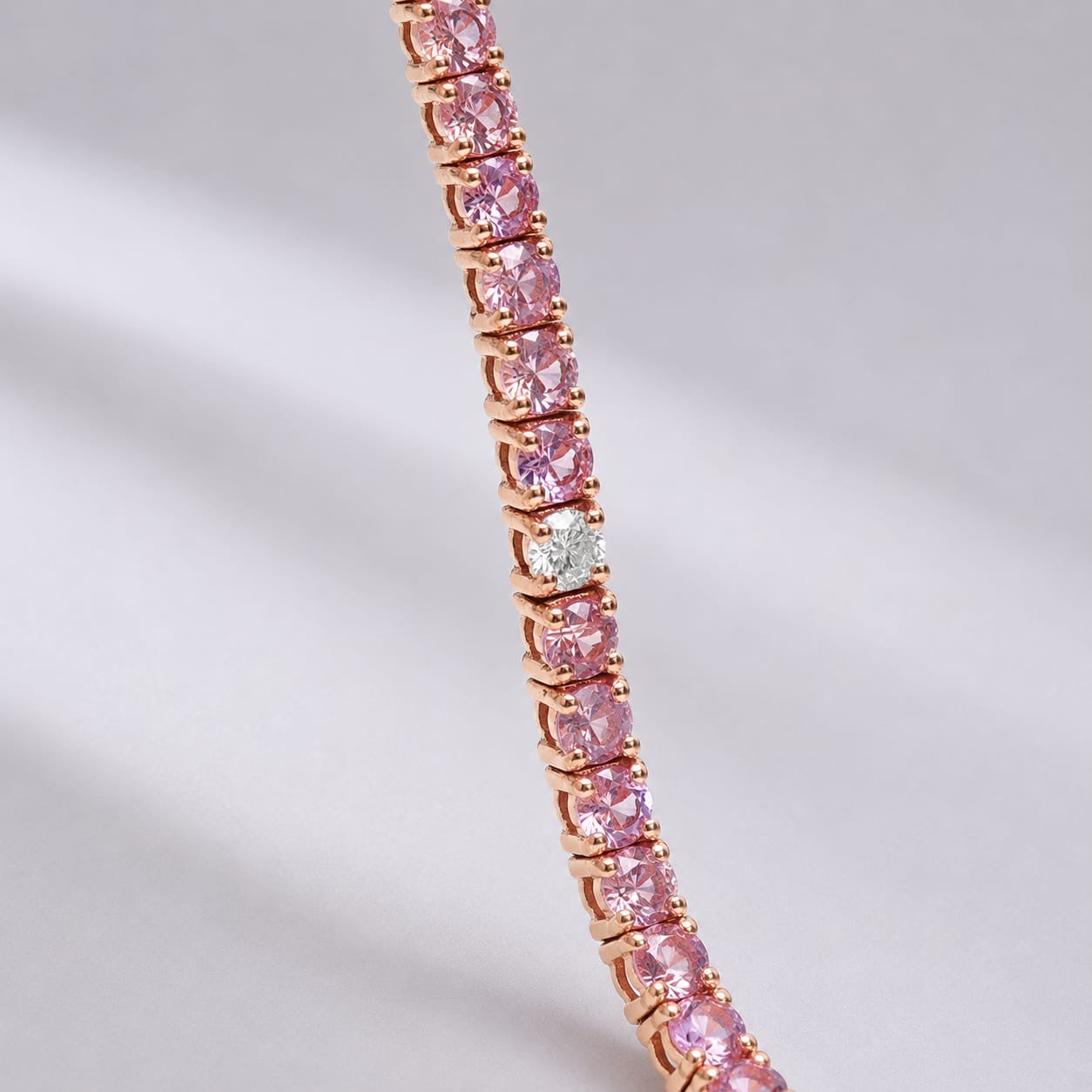 9 Carat Natural Pink Sapphire and Diamond Tennis Choker Necklace in 14K Solid Gold