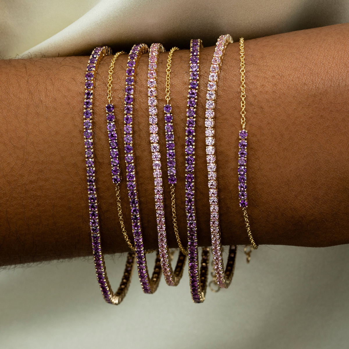 Amethyst Tennis Bracelet in 14K/18K Gold / February Birthstone Bracelet / Purple Stacking Bracelet