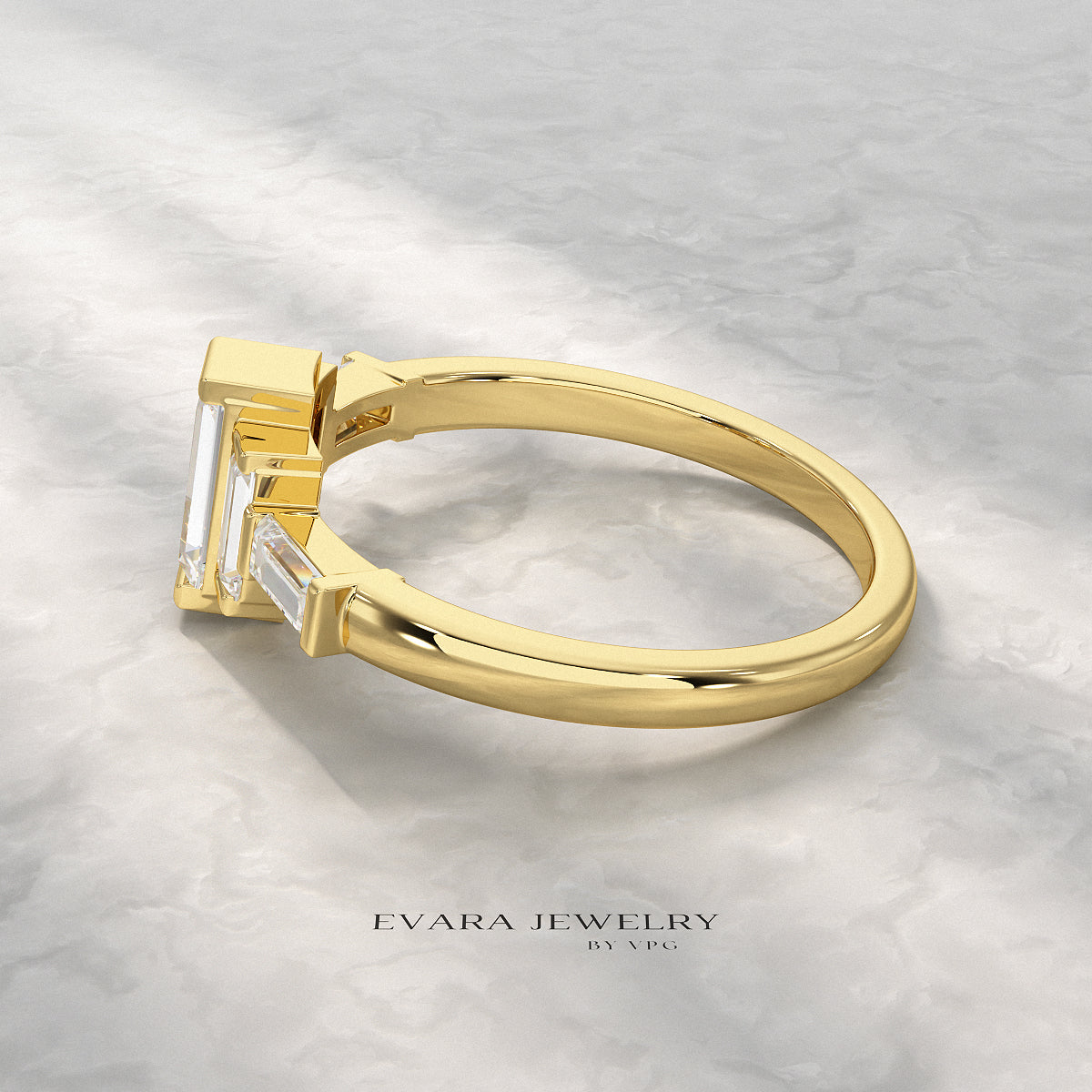 Art Deco Baguette Diamond 5 Stone Statement Ring