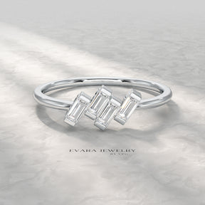 Tilted Baguette Diamond Ring