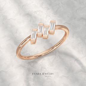 Tilted Baguette Diamond Ring